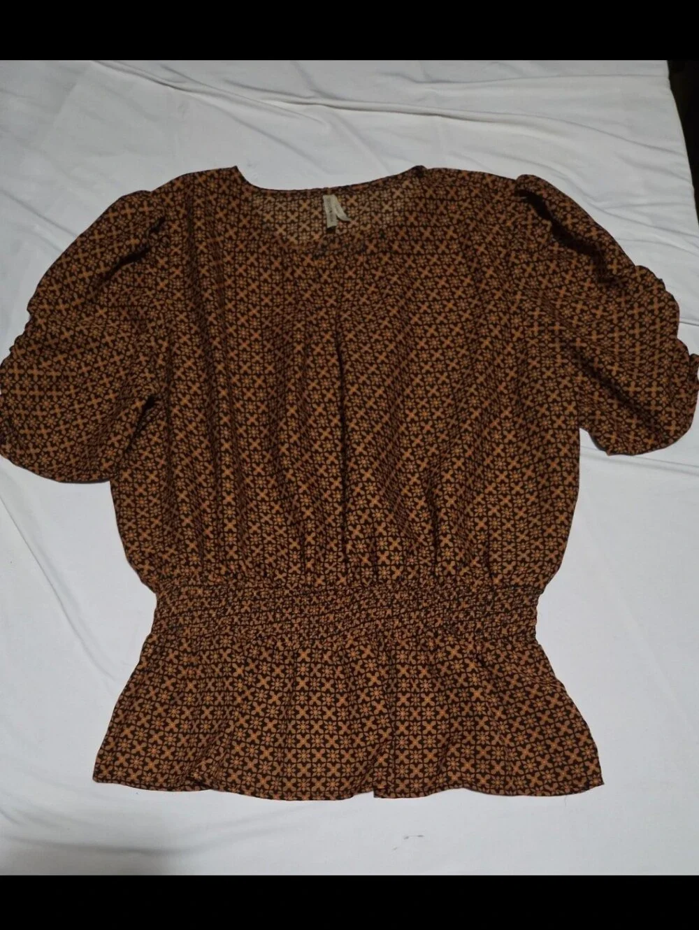 Moon orchard women's large orange patterned blouse #30